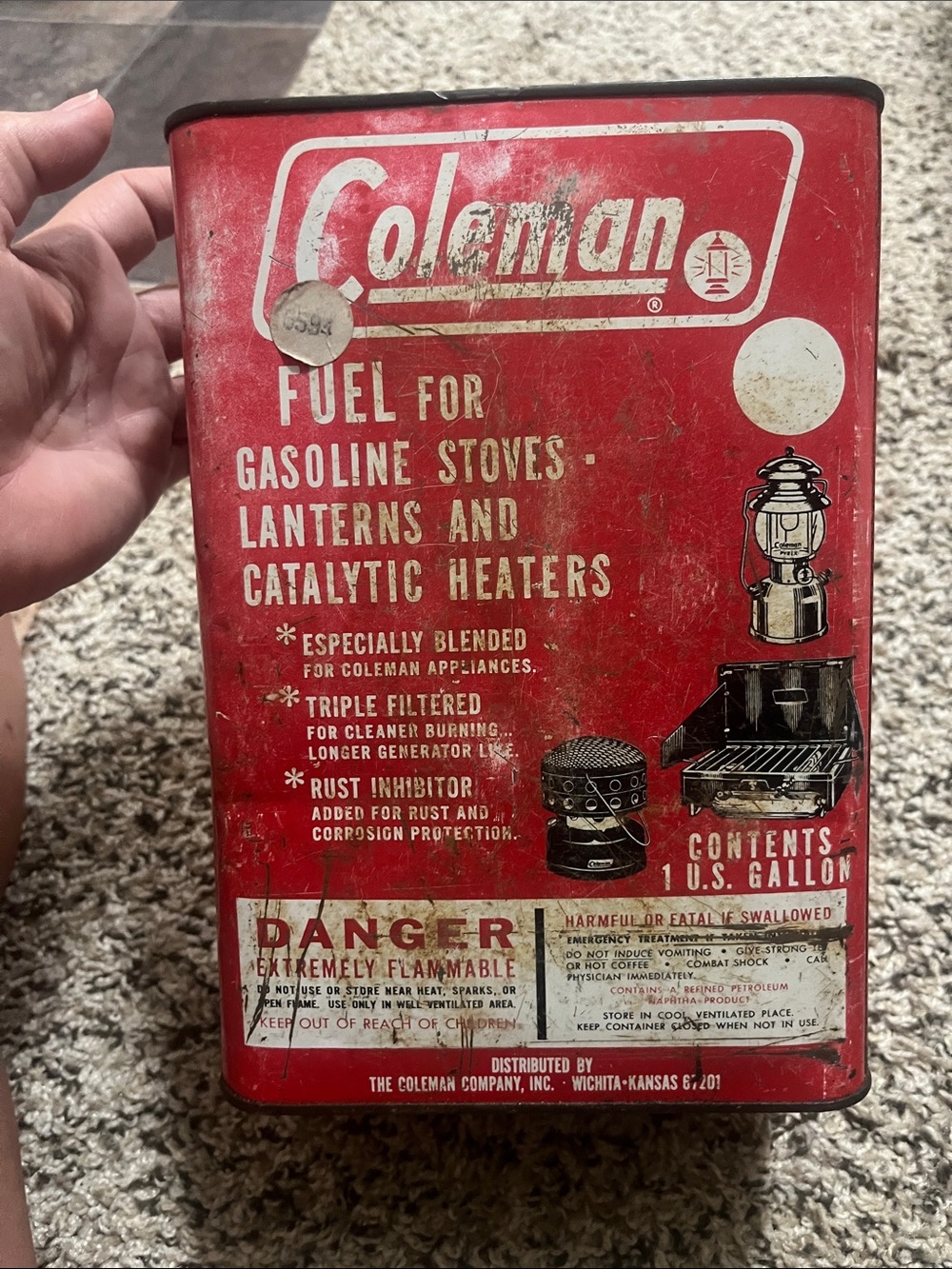 Vintage Coleman Red Metal Fuel 1 gallon